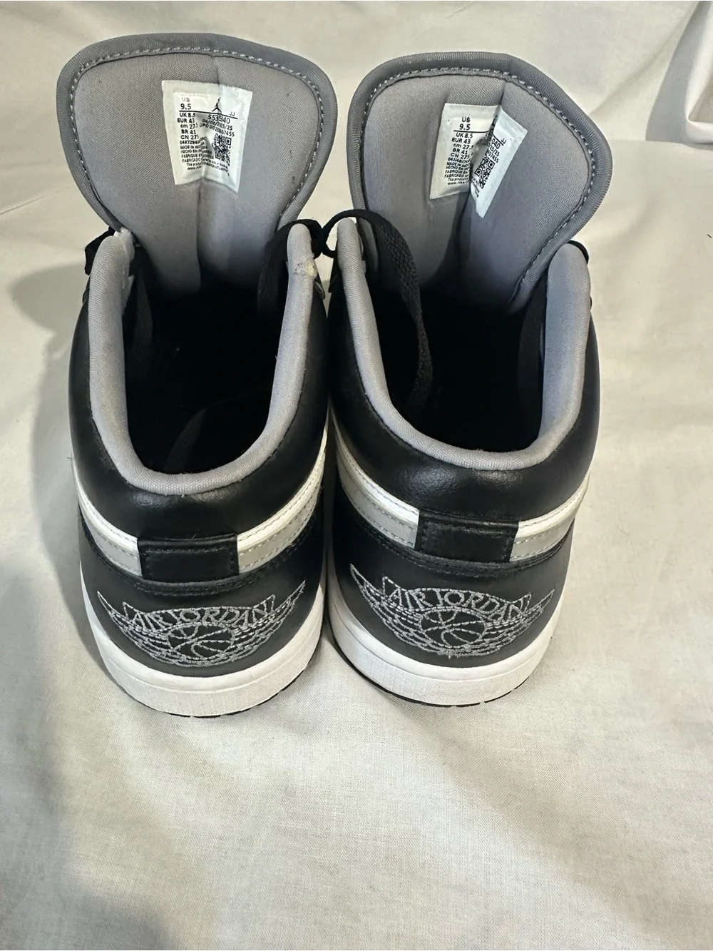 Jordan Black and White Low-Top Sneakers with Gray Accents